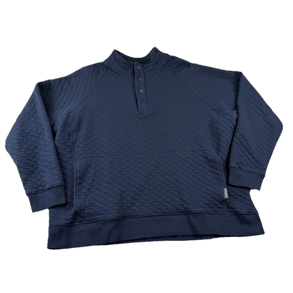 Eddie Bauer Sweater Men's XL Blue Quilted 1/4 Button Snap Pullover